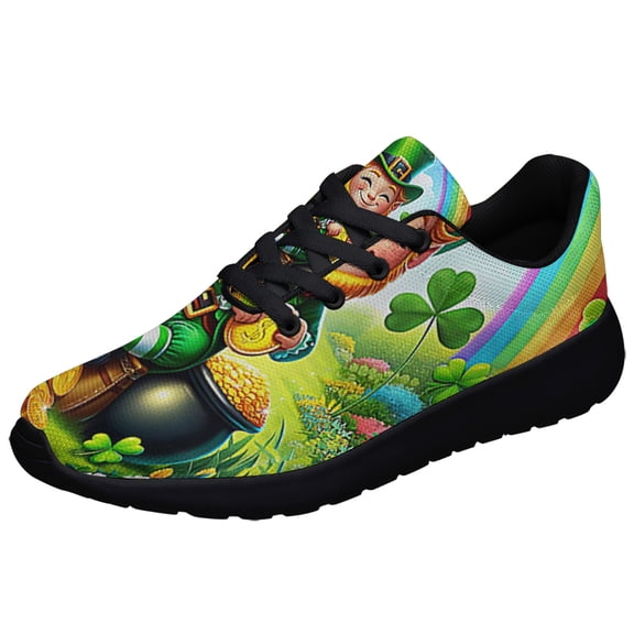 Irish St Patrick's Day Leprechaun Shamrock Shoes Sneakers Black Size 3.5