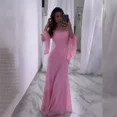 thumbnail image 2 of Vestidos largos de gasa azul y rosa con mangas acampanadas, elegantes, maxi, ropa musulmana de Oriente Medio para mujeres, 2 of 5
