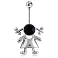 thumbnail image 1 of Piercing para el cuerpo, joyería de acero inoxidable, anillo para el vientre con diseño de niña encantadora (plateado), 1 ud., 1 of 3