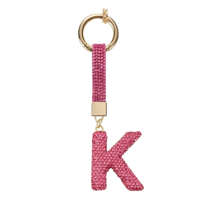 Uxcell Encanto de Letra K de Alfabeto con Rhinestone para Fabricación de Joyas, Rojo Rosa