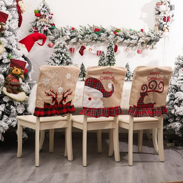 Yinrunx Christmas Back Chair Cover Set Dining Room Chair Covers for
