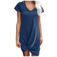 thumbnail image 2 of Chbgutlmr Summer Dresses for Women Short Sleeve Knot Front Irregular Hem Scoop Neck Dress Casual Loose Comfy Trendy Dress, 2 of 8