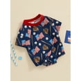 thumbnail image 3 of Bagilaanoe 4th of July Newborn Baby Girl Boy Rompers Print Short Sleeve Bodysuit 3M 6M 12M 18M Infant One Piece Short Jumpsuit for Independence Day, 3 of 7