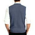 thumbnail image 4 of Resicozy Men's Sweater Vest Solid Color V-Neck Sleeveless Knitted Button Down Cardigan Big and Tall Vest Navy 5XL, 4 of 6