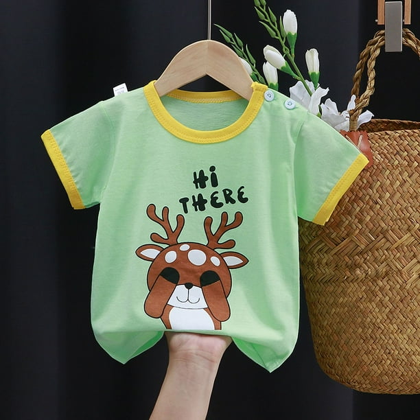 Camiseta para niños, ropa para niños, manga corta, algodón de verano, Top de dibujos animados para hombres y bebés, nuevo estilo coreano para niñas
