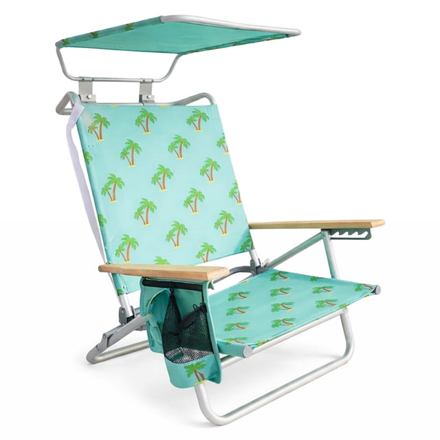 Bliss Hammocks Chaise de Plage Pliante, Fauteuil Inclinable avec Auvent Type Sac à Dos, Palmier