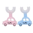 thumbnail image 3 of 2 cepillos de dientes para niños en forma de U con mango de coche de dibujos animados, cabezal de silicona suave, cepillo de dientes de limpieza, 3 of 14