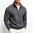 thumbnail image 6 of FENGYOU Mens Casual Quarter Zip Sweatshirt Fleece Lined Thick Pullover Stand Collar Long Sleeve Regular Fit Solid Top Dark Gray XL, 6 of 6