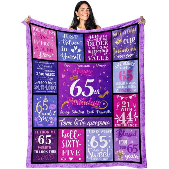 65th Birthday Gifts for Women,65 Year Old Birthday Gifts for Women,Gifts for 65 Year Old Woman,65th Birthday Decorations for Woman,Gift for Female Birthdays Ideas Blanket 50"X60"