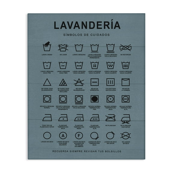 Stupell Industries Guía de Lavado de Ropa, Azul Bath & Laundry Painting Wrapped Canvas Art Print Wall Art, 16 x 20