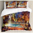 thumbnail image 3 of Fantasy Art House Decor Twin Size Duvet Cover Set, Refreshing Nature Painting at Serene Pond Illusionary Perspective Swamp, Decorative 2 Piece Bedding Set with 1 Pillow Sham, Multi, by Ambesonne, 3 of 3