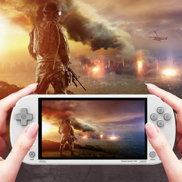 Consola de videojuegos portátil retro con pantalla de 4,96 pulgadas para niños y adultos (blanco)