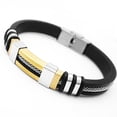 thumbnail image 2 of Brazalete Punky Hugo Silicona Acero Inoxidable Oro Negro, 2 of 4