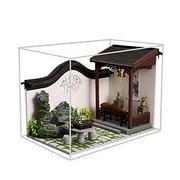 WYD Semi-Open Courtyard Building Handmade Antique Chinese Dollhouse Kit Classical Rockery Garden 3D Scene Courtyard Gifts for Friends, Companions and Children (Zither and Chess Garden)