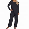 thumbnail image 6 of Ladies Thermal Underwear Sets, Hugcore Thermal Underwear and Women Plus Size Winter Warm Fleece Lined Base Layer Long Top and Bottom Sets Women's Thermal Underwear Black L, 6 of 8