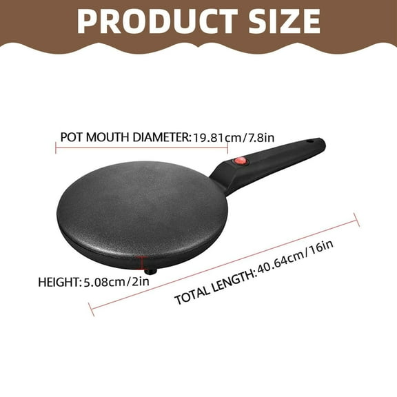 Haful Non-Stick Pan Instant Crepe Maker 8" Griddle Crepe Maker Non Stick Pan Auto Thermostat Handheld Long Handle Portable Breakfast Maker for Pancake Chapati, A Household Creative Pancake Machine