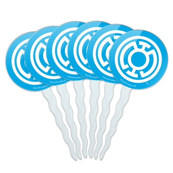 Green Lantern Blackest Night Blue Lantern Logo Cupcake Picks Toppers Decoration Set of 6