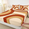 thumbnail image 3 of Homewish Abstract Circle Stripes 4 Pieces Queen Sheet Sets for Female Men Women,Retro Geometric Lines Ultra Soft Flat Sheet,Minimalist Mid Century Queen Fitted Sheet,Luxury Bedroom Decor, 3 of 7