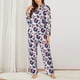 thumbnail image 2 of Fotbe record rock music Skull Conjunto de Pijama de Manga Larga para Mujer con Estampado, Ropa de Dormir de 2 Piezas, Conjunto de Casa Suave y Cómodo con Bolsillos-Large, 2 of 7