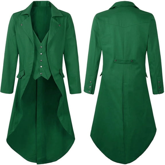 FEIFLY Gothic Tailcoat Men's Elegant Formal Court Coats O-Neck Jackets For Performance Halloween Party Holiday Clothing