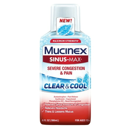 Mucinex Sinus-Max Clear and Cool Severe Congestion and Pain Relief Liquid - 6 fl (Best Way To Clear Chest Congestion)
