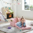 thumbnail image 3 of Ulax Furniture Kids Sofa Flip-Out Chair 2-in-1 Convertible Chair to Lounger for Kids Couch, Pink Rainbow, 3 of 8