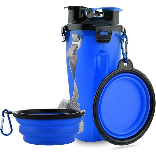 Dog Travel Water Bottle Collapsible Bowls, 2 In 1 Pet Food Container With Collapse Bowls, Outdoor Portable Water Bowls For Walking, Traveling, Camping