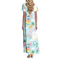 thumbnail image 4 of LWavelet Women's V-Neck Ruffle Sleeve Pastel Bunny & Easter Egg Print Maxi Dress for Easter & Casual Outfits Sky Blue 2XL, 4 of 4