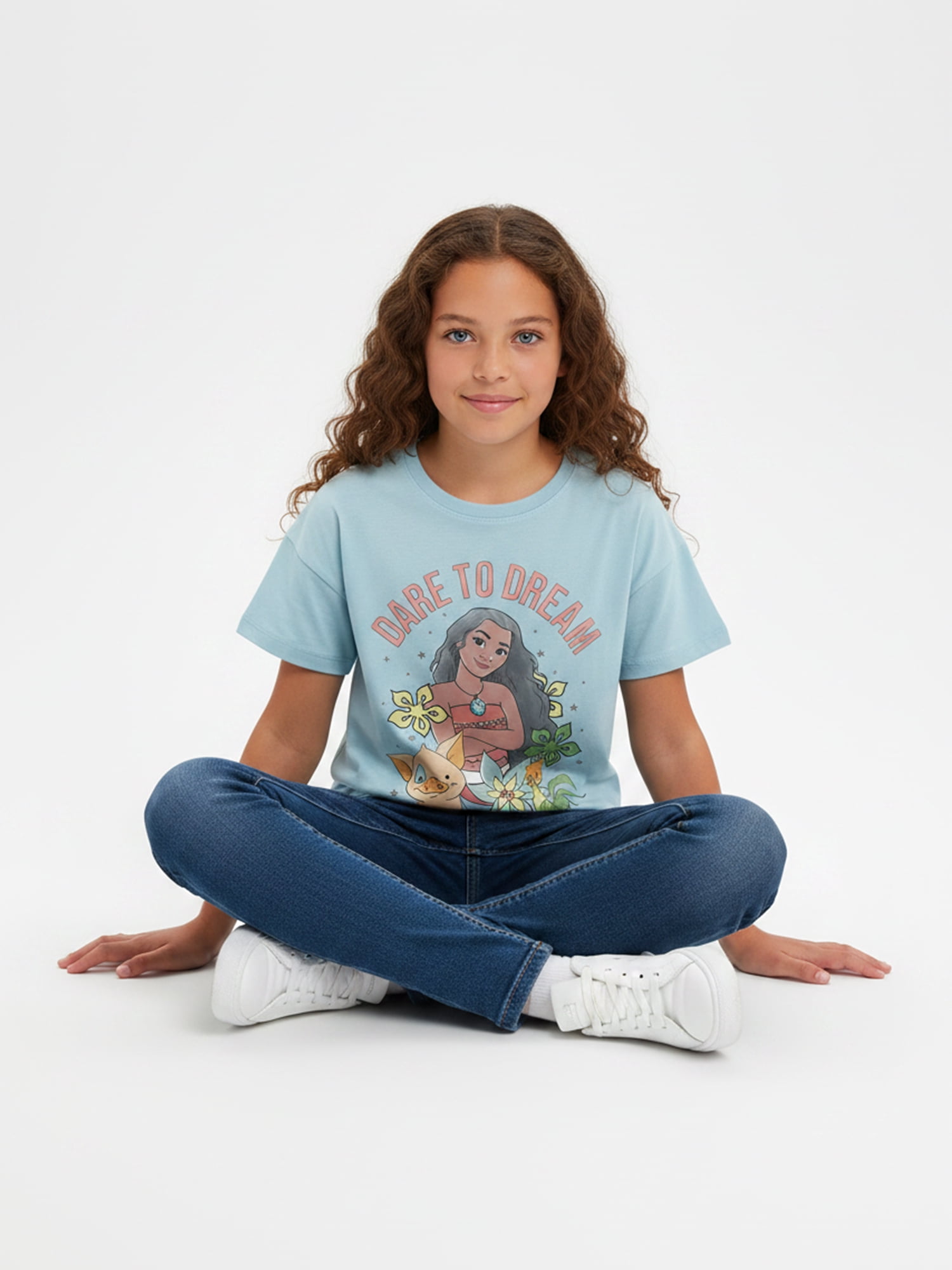 Disney Moana Girls' Graphic Tee with Short Sleeves, Sizes 4-16