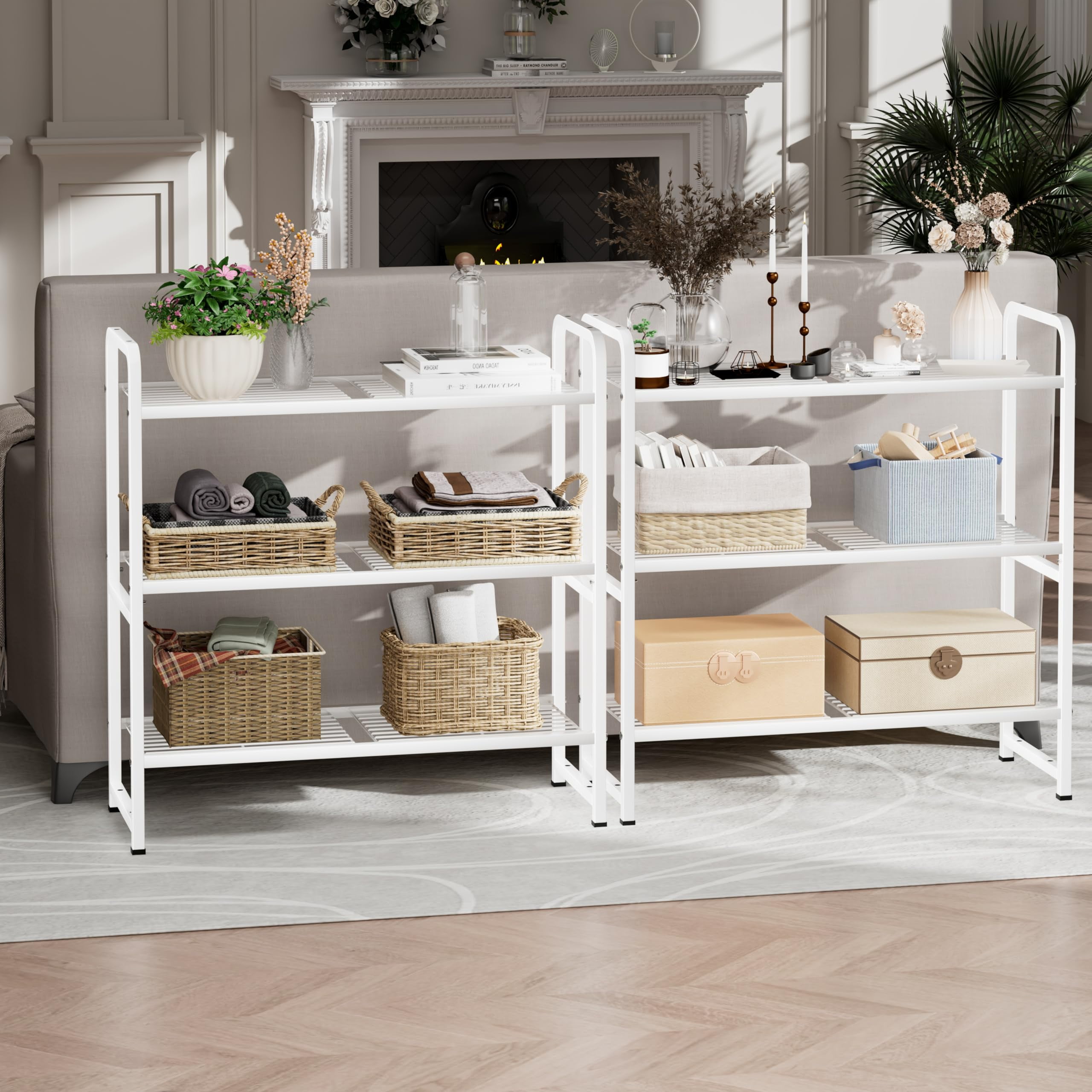 SUFAUY 3-Tier Metal Storage Rack Shelving Unit, Load 250 lb, White