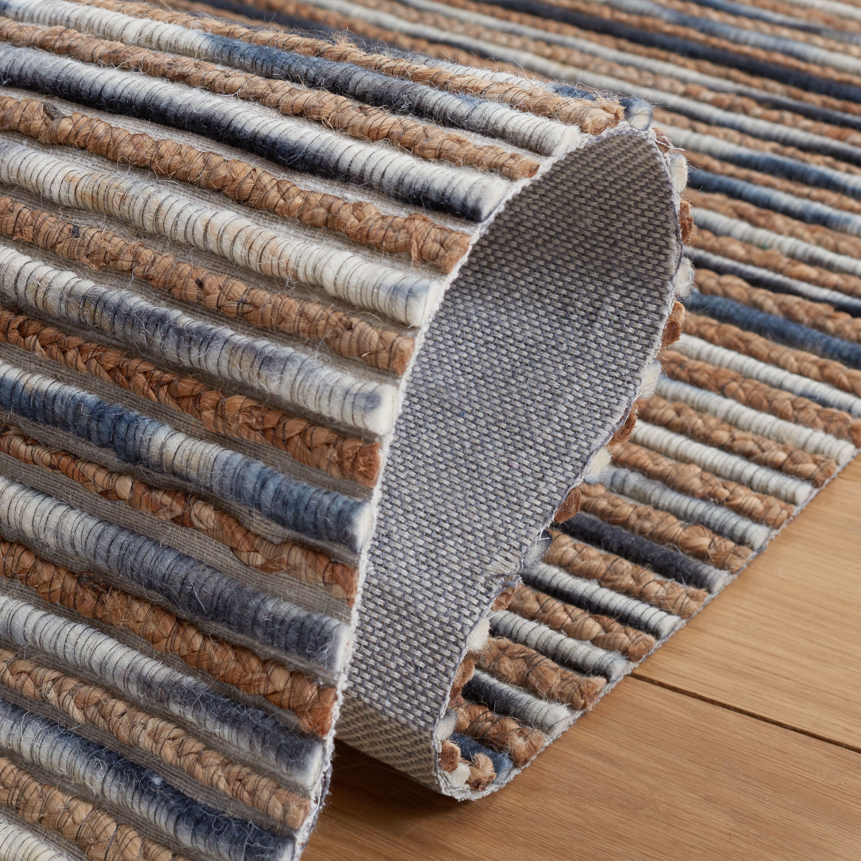 SAFAVIEH Marbella Stanley Striped Area Rug, Natural/Grey, 6' x 6' Square