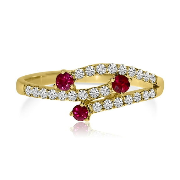 14k Yellow Gold Modern Ruby and Diamond Ring