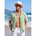 thumbnail image 4 of Men's Hawaiian Beach Short Sleeve Summer Button Up Shirt Tropical Casual Button Down Shirt, 4 of 10
