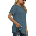 thumbnail image 4 of T-shirts pour Femmes à Manches Courtes, Col Ras du Cou, T-Shirts Unis Basiques, 4 of 6