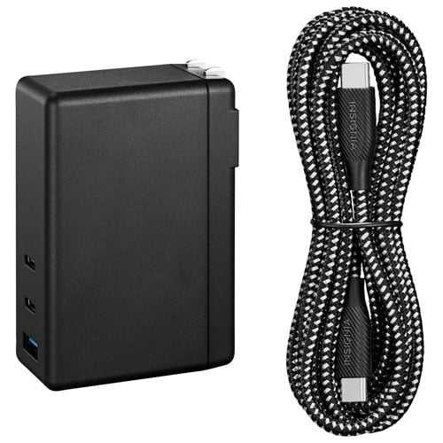 Insignia 112W 3-Port USB-C/USB-A Wall Charger with USB Cable, Black – NS-PW3X1A1C2B22B-C