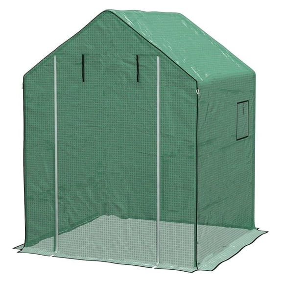 Walk-in Greenhouse Replacement Cover for Model 01-0472 with Roll-up Door and Mesh Windows, 55"x56.25"x74.75" Reinforced Anti-Tear PE Hot House Cover (Frame Not Included), Green