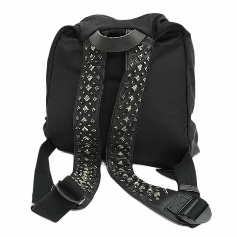 Pre-Owned Givenchy GIVENCHY nylon x leather studs backpack Pre-Owned Givenchy GIVENCHY nylon x leather studs backpack
