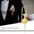 thumbnail image 4 of Trombone Cornet Brooch, Gold Plating Trombone Cornet Brooch Mini Musical Instrument Shape Pin Decoration Box Birthday Present, 4 of 8