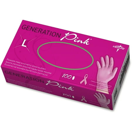 Medline Generation Pink 3G Synthetic Exam Gloves, Large, 100 Count