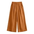 thumbnail image 6 of Oiangi Womens Plus Size Wide Leg Pants Elastic Waist Palazzo Pant Fall Trendy Ankle Trousers with Pockets Orange XL, 6 of 7