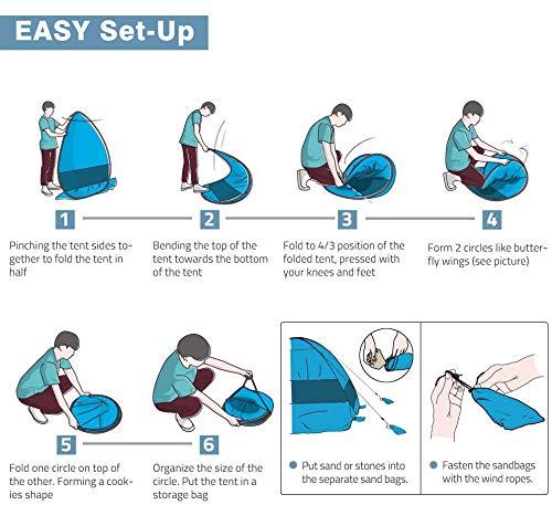 Easy Pop Up Beach Tent Sun Shelter 3-4 