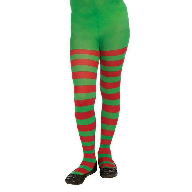 Collants Rayés Rouges et Verts Accessoire Costume de Noël Enfant Moyen