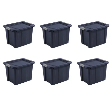 Sterilitees 18 Gallon Latching Tuff1 Tote Plastic, Dark Indigo, Set of 6,Storage box
