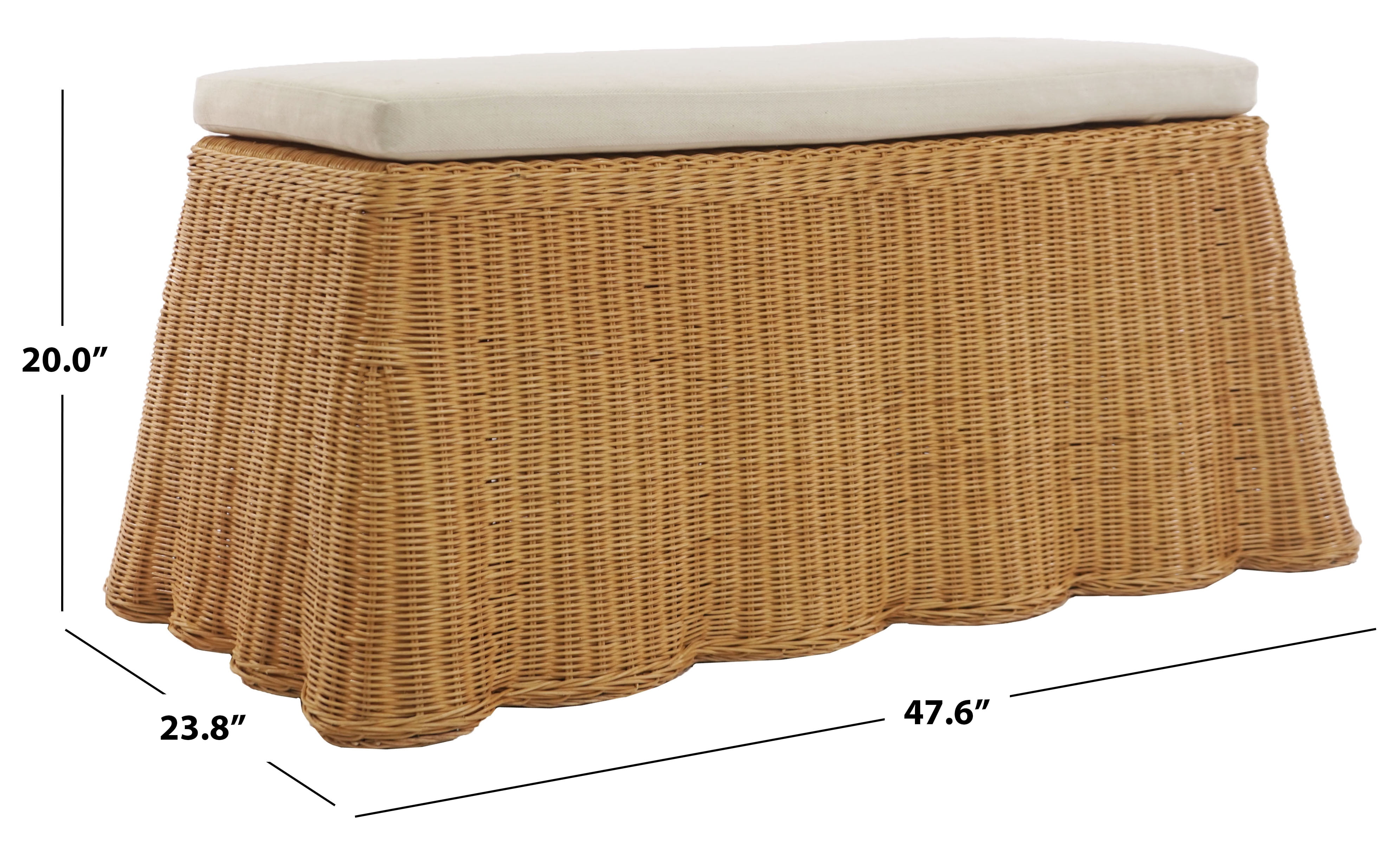 Safavieh Couture Hylda Rattan Upholstered Bench, Natural/White
