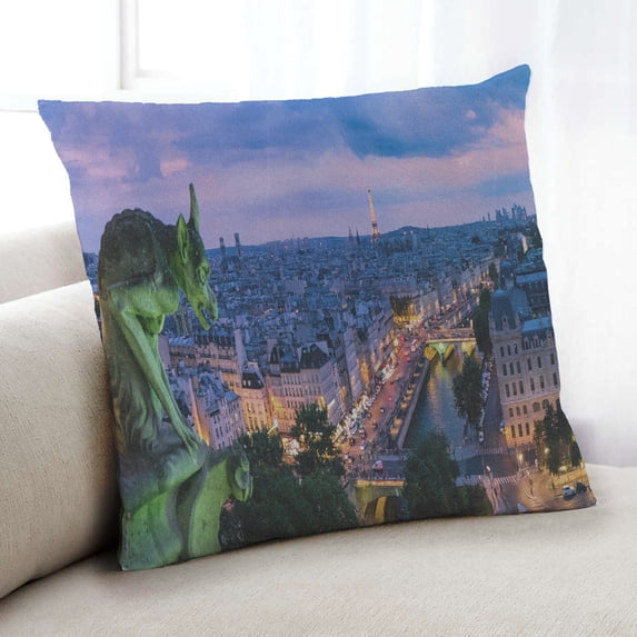 Ahgly Company Sites Notre Dame de Paris Indoor Throw Pillow, 18 inch by 18 inch