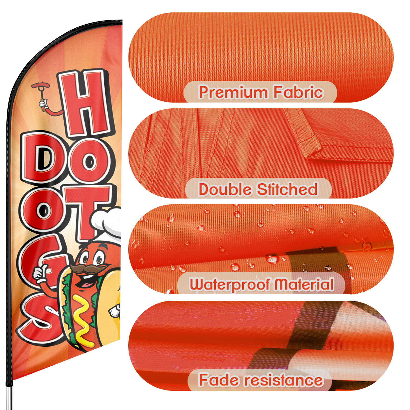 Hot Dogs Sign Feather Flag ,8FT Hot Dogs outdoor advertising flag, Hot Dogs Business Sign,Hot Dogs Swooper Flag（FLAG ONLY）