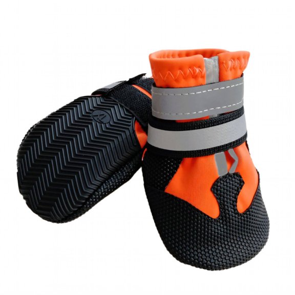 GASTROPOD 4Pcs Dog Shoes Waterproof Anti-Slip Soft TPR Sole Dog Boots Winter Protection Dog Boots for Winter 6x5.5cm,Orange