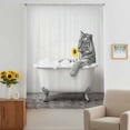 thumbnail image 2 of Funny Tiger Sheer Curtains 63 Inches Long, Cute Art Vintage Lovely Animals on Bathtub Light Filering Curtains, Breathable Simi Curtain Privacy Drapes for Living Room Bedroom Window Treatment, 2 of 9