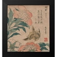 thumbnail image 2 of Hokusai 20x22 Black Modern Framed Museum Art Print Titled - Peony and Canary, 1833, 2 of 5