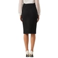 thumbnail image 3 of Falda de ante sintético Inspire Chic para mujer, de talle alto, con botones en la parte delantera, falda en A con abertura, talla XS, color negro, 3 of 5